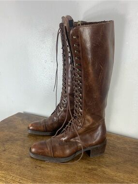 Vintage y2K combat police punk style 90s distressed leather boots